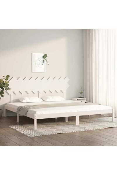 Concept Cadru de pat, alb, 200x200 cm, lemn masiv