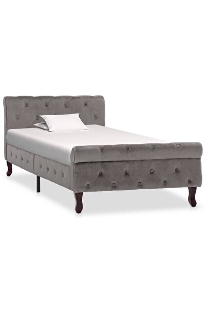 Concept Cadru de pat, gri, 90 x 200 cm, catifea