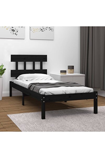 Concept Σκελετός κρεβατιού, μαύρο, 100x200 cm, μασίφ ξύλο