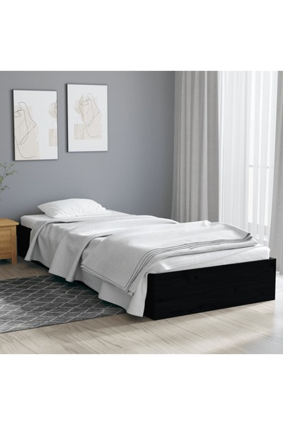 Concept Μικρό σκελετό Μονό κρεβατιού 2FT6, μαύρο, 75x190 εκ., μασίφ ξύλο