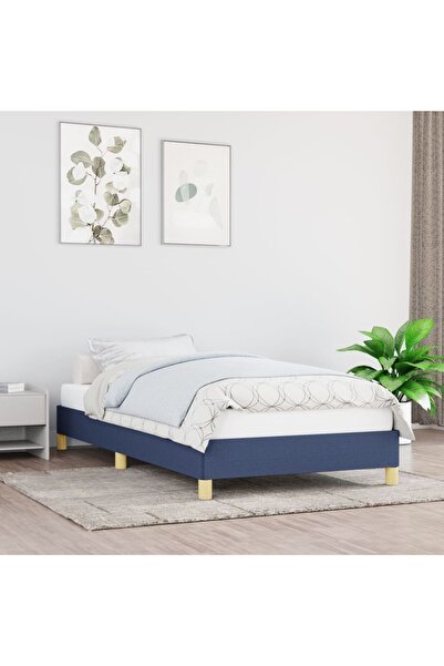 Concept Cadru de pat, albastru, 90x190 cm, material textil