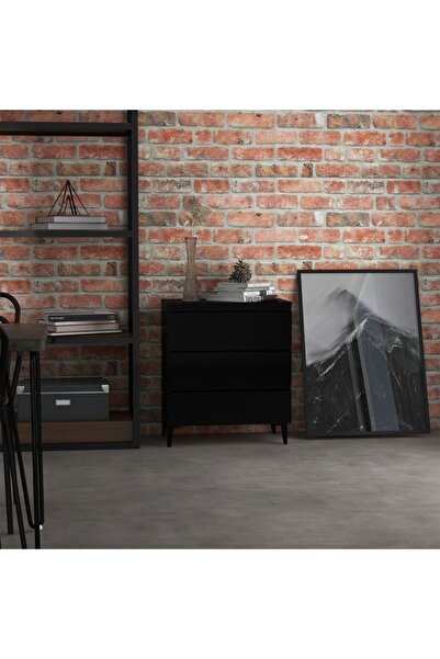 Concept Μπουφές, γυαλιστερό μαύρο, 60x35x69 cm, μοριοσανίδα