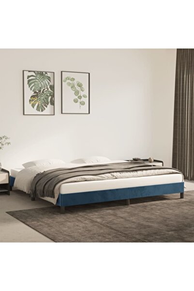 Concept Σκελετός κρεβατιού, σκούρο μπλε, 200x200 εκ., Βελούδο
