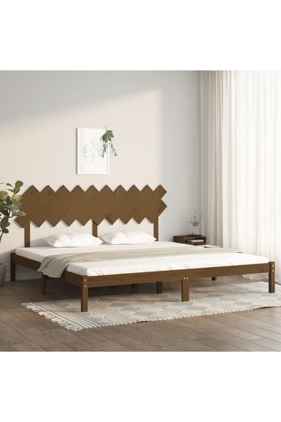 Concept Σκελετός κρεβατιού, μελί καφέ, 200x200 εκ., μασίφ ξύλο