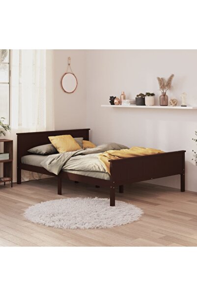 Concept Σκελετός κρεβατιού, σκούρο καφέ, 160x200 εκ., μασίφ ξύλο πεύκου