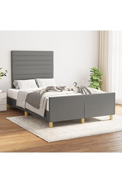 Concept Σκελετός κρεβατιού με κεφαλάρι, σκούρο γκρι, 120x200 cm, ύφασμα