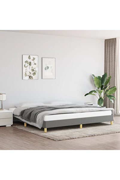 Concept Cadru de pat, gri închis, 200x200 cm, material textil