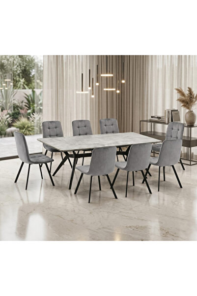 TrentonGCC Modern Wooden Dining Table with 8 Chairs Set