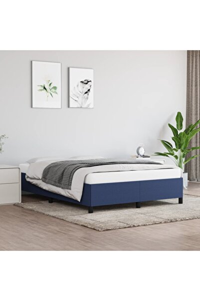 Concept Cadru de pat, albastru, 140x190 cm, material textil