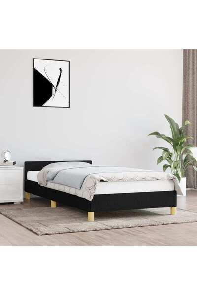 Concept Cadru de pat cu tăblie, negru, 90x200 cm, textil