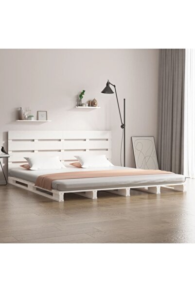 Concept Cadru de pat Super King 6FT, alb, 180x200 cm, lemn masiv de pin