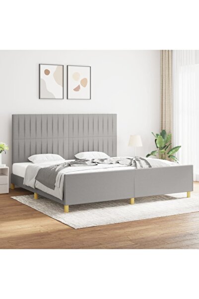 Concept Cadru de pat cu tăblie, gri deschis, 200x200 cm, textil