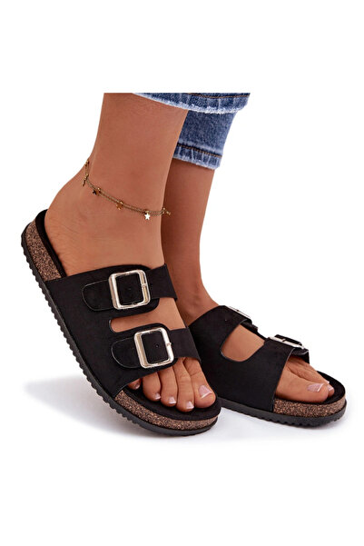 BOTO Women's Slide Sandals With Buckles Black Oliena 38