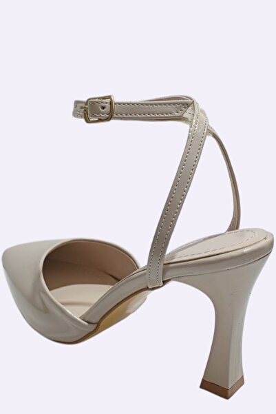 ForYou4 Μπεζ λουράκι αστραγάλου Παπούτσι με τακούνι