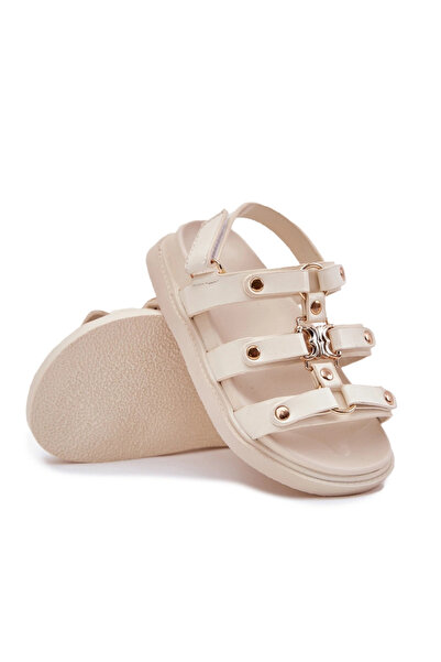BOTO Girls Sandals With Golden Detail Beige Lunessa 28