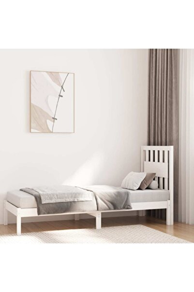 Concept Cadru de pat 2FT6 Small Single, alb, 75x190 cm, lemn masiv pin