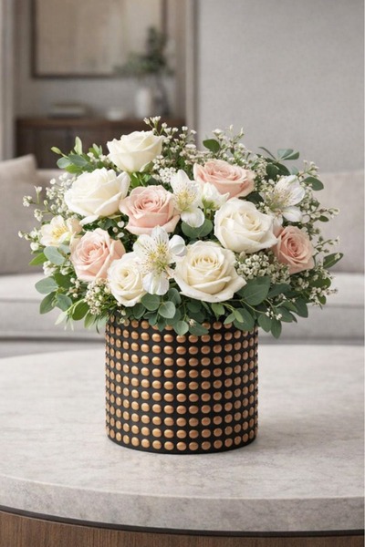 ESG PLUS Bonbon Dekoratif Beton Orkide Saksı Bakır