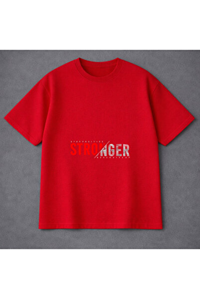 VODEXA Tricou oversize unisex STRONGER, imprimat, 100% bumbac, croială confor...
