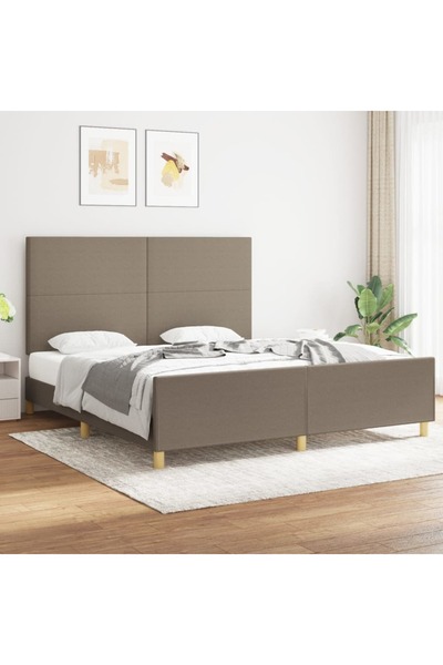 Concept Cadru de pat cu tăblie, gri taupe, 180x200 cm, textil