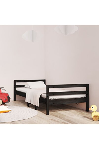 Concept Cadru de pat, negru, 75x190 cm, lemn masiv de pin