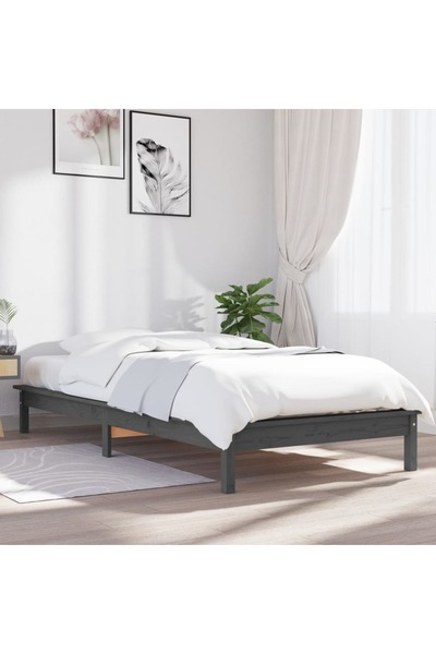 Concept Σκελετός κρεβατιού, γκρι, 90x200 εκ., μασίφ ξύλο πεύκου
