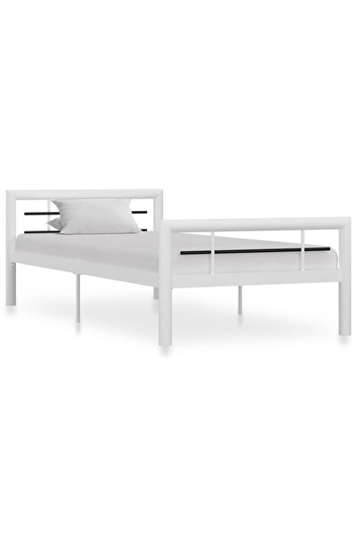 Concept Σκελετός κρεβατιού, μαύρο και άσπρο, 90 x 200 εκ., μεταλλικός