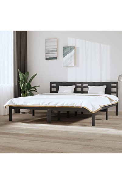 Concept Cadru de pat, gri, 200x200 cm, lemn masiv de pin