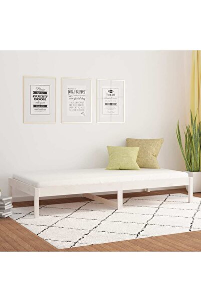 Concept Pat de zi, alb, 80x200 cm, lemn masiv de pin