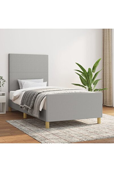 Concept Cadru de pat cu tăblie, gri deschis, 100x200 cm, textil