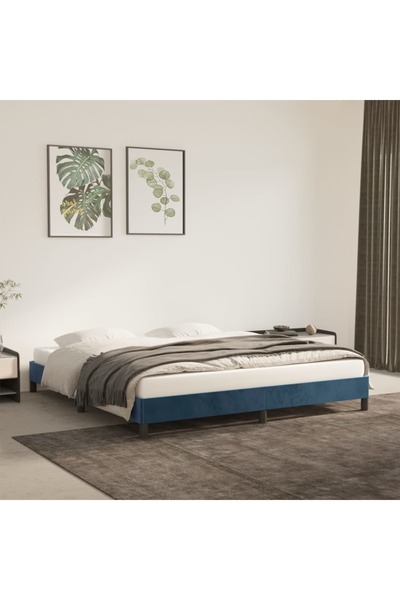 Concept Cadru de pat, albastru închis, 180x200 cm, catifea