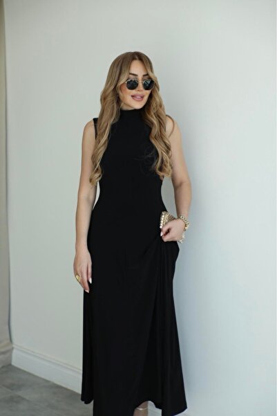 QİMYA BUTİK BUKETLİ فستان نسائي طويل بدون أكمام مقاس S مكشوف الظهر D ياقة مرت...