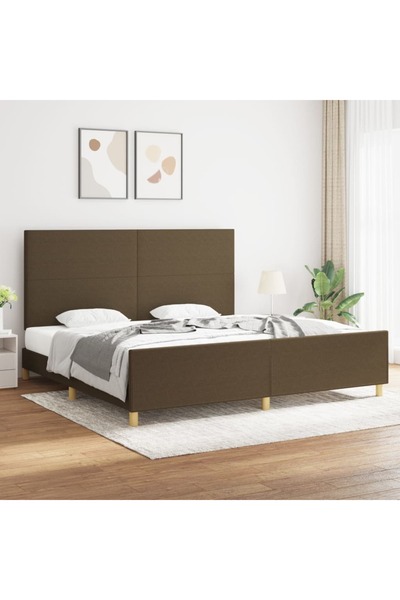 Concept Cadru de pat cu tăblie, maro închis, 200x200 cm, textil