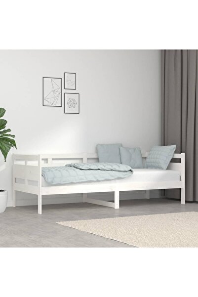 Concept Pat de zi, alb, 80x200 cm, lemn masiv de pin