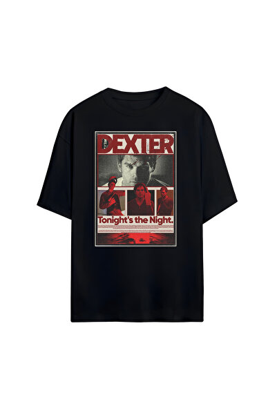 STİL-X تي شيرت Dexter مطبوع للجنسين 100% مقاس كبير مكون من قطن قطع