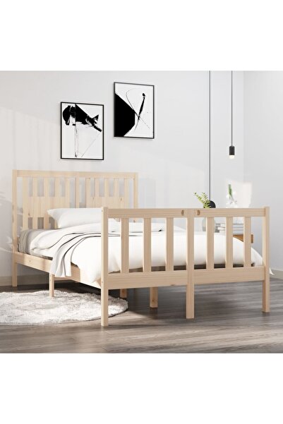 Concept Μικρό σκελετό Διπλό κρεβατιού 4 ποδιών, 120x190 εκ., μασίφ ξύλο