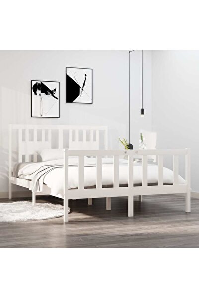 Concept Σκελετός Διπλό κρεβατιού 4FT6, λευκό, 135x190 cm, μασίφ ξύλο