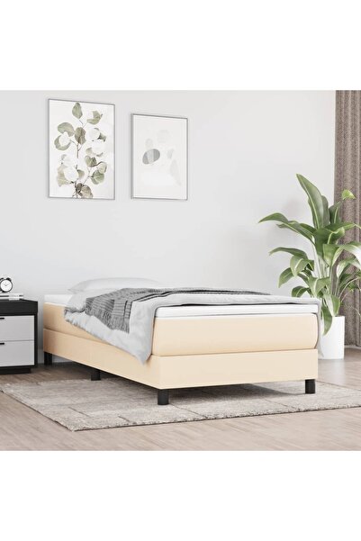 Concept Cadru de pat box spring, crem, 90x190 cm, textil