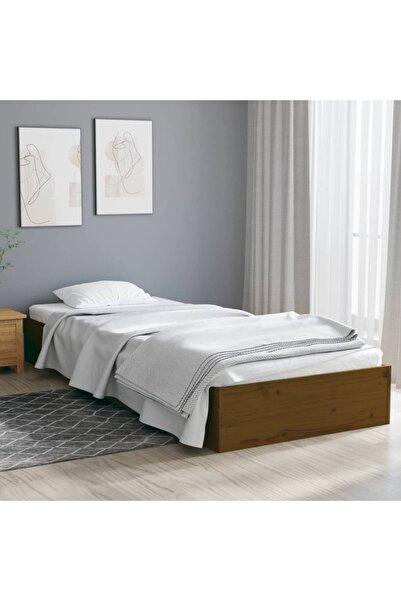 Concept Σκελετός κρεβατιού Μικρό Μονό 2FT6 καφέ μελί 75x190 εκ. μασίφ ξύλο