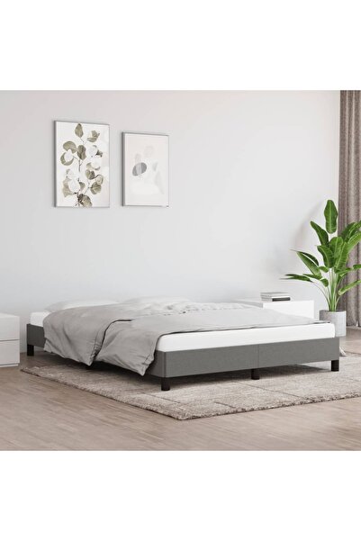 Concept Cadru de pat, gri închis, 140 x 200 cm, material textil