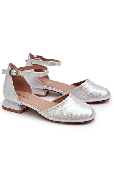 Evento Children's Shiny Low-Heeled Sandals Silver Nelly 34