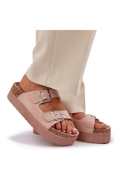 BOTO Sandale de damă cu platformă masivă și catarame roz Aramia 39