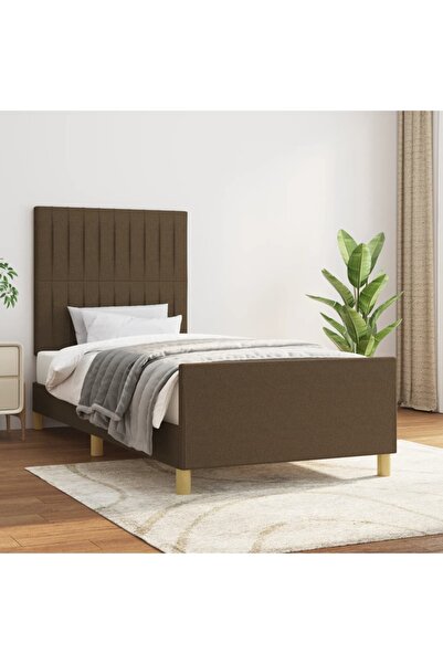Concept Cadru de pat cu tăblie, maro închis, 90x190 cm, textil