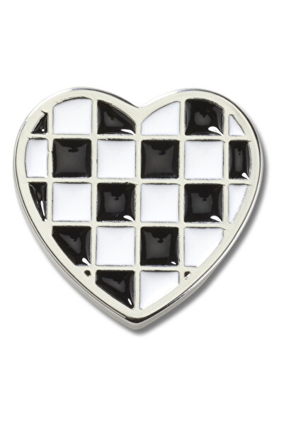 Crocs Ασημένια Σκακιέρα Jibbitz με Καρδιά