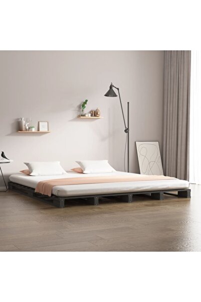 Concept Σκελετός μικρού Διπλό κρεβατιού 4FT, γκρι, 120x190 cm, μασίφ ξύλο πεύκου