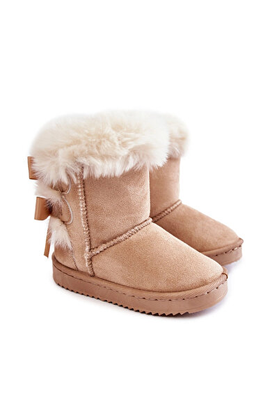 BOTO Children's Insulated Snow Boots With Bows Light beige Funky 28