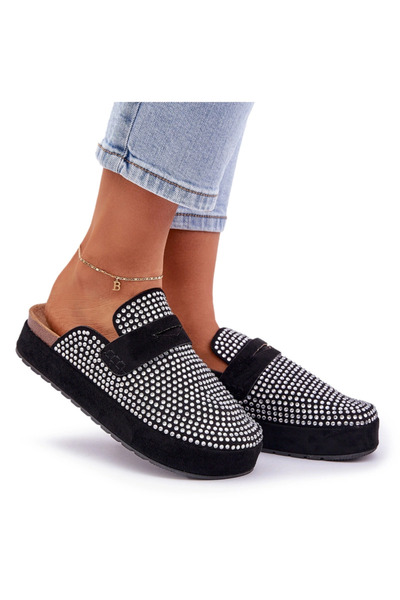 BOTO Women's sandals decorated with rhinestones on platform black Deorani 39