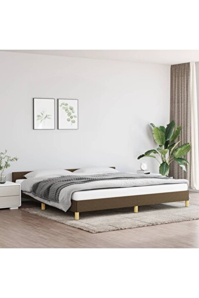 Concept Cadru de pat cu tăblie, maro închis, 200x200 cm, textil