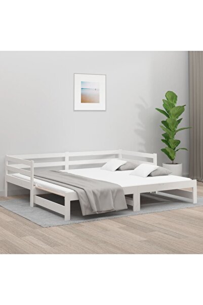 Concept Λευκό επεκτεινόμενο ανάκλιντρο 2x(90x190) εκ. από μασίφ ξύλο πεύκου