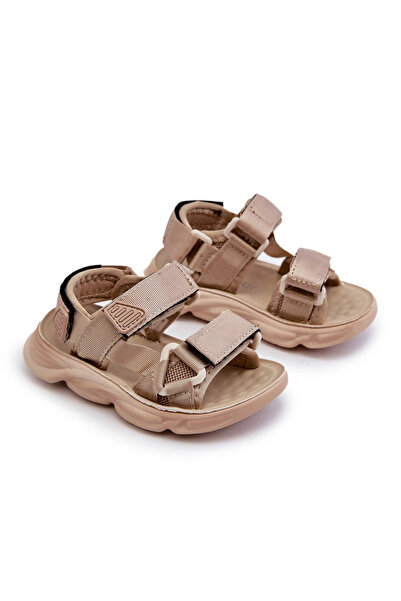 BOTO Children's Sandals with Velcro Fastening Beige Orretta 36