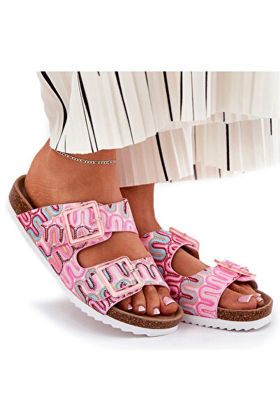 S.BARSKI Papuci de damă cu catarame și sclipici roz RB51-006 41